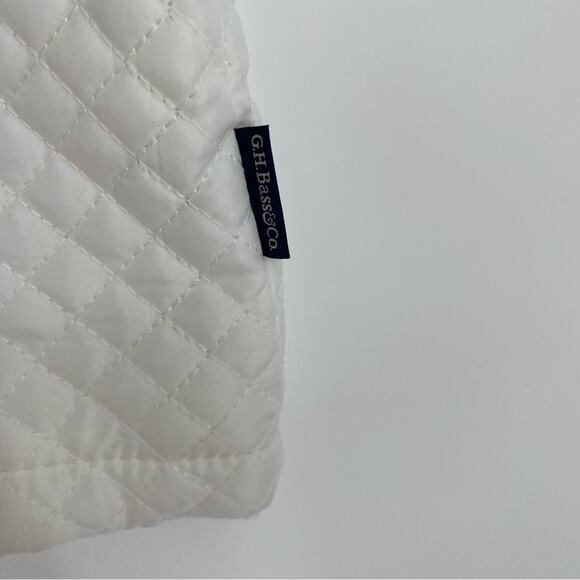 G.H. BASS & Co. Quilted Vest Outdoor Equestrian Classic Hiking White W/ Brown L - Picture 3 of 9